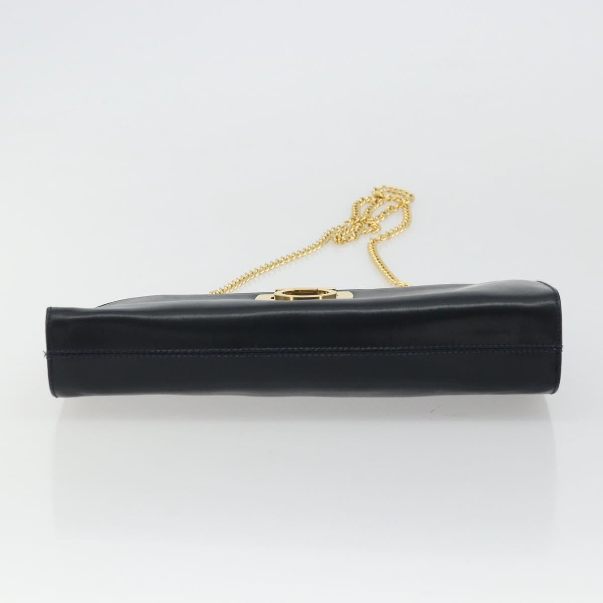 Salvatore Ferragamo Vintage Gancini Chain Leather Navy Leather Shoulder Bag Bag (Pre-Owned)