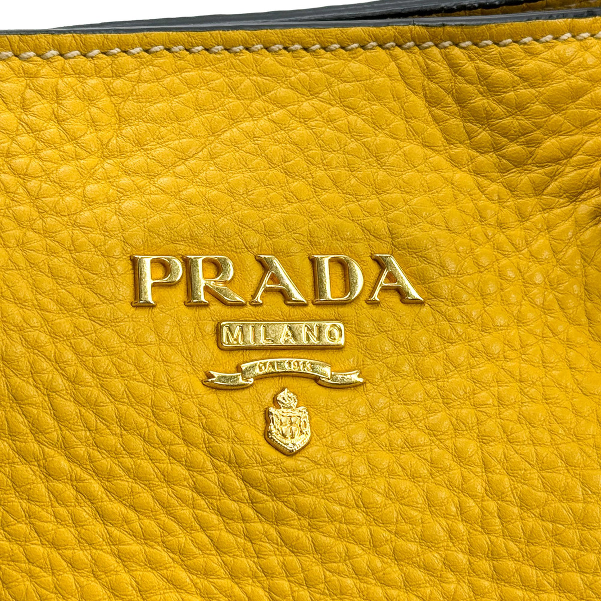 Prada Front Pocket Convertible Tote Leather Yellow Leather Tote Bag Bag (Pre-Owned)