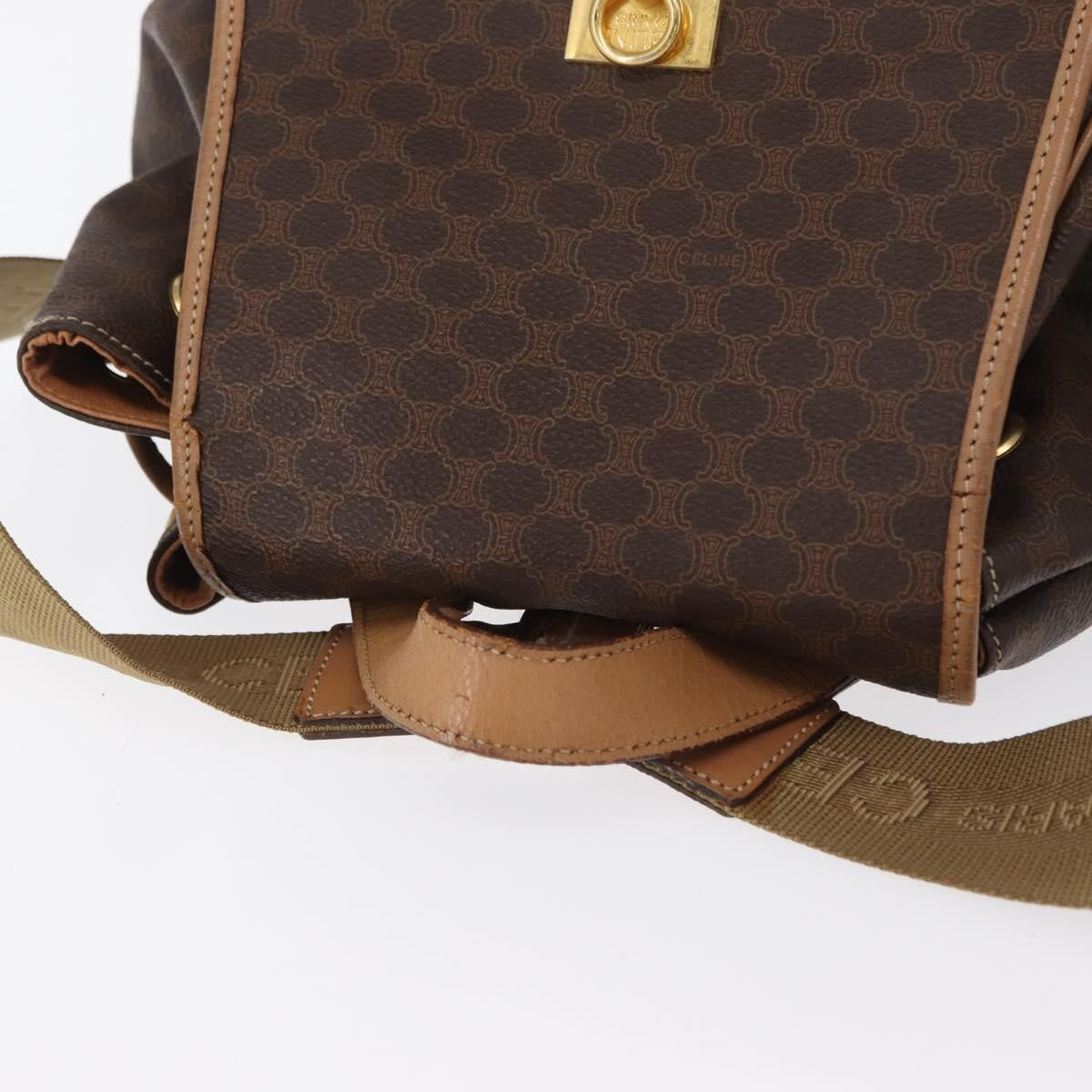Celine Vintage Macadam Canvas And Leather Brown Canvas Backpack Bag (Pre-Owned)