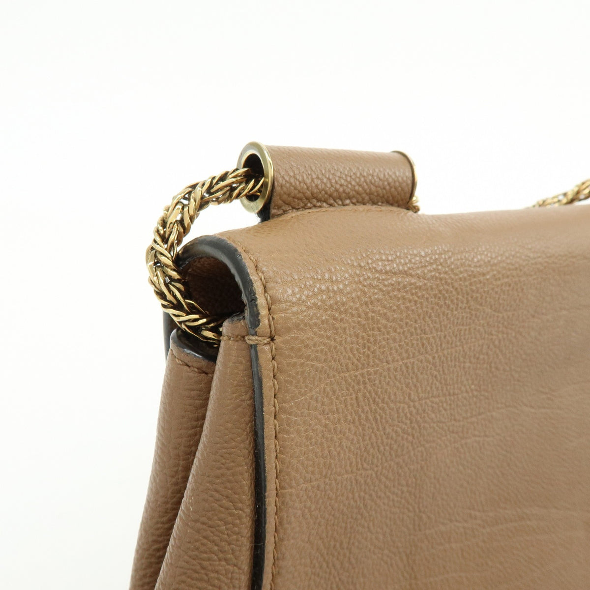 Chloe Elsie Chain Leather Brown Leather Shoulder Bag Bag (Pre-Owned)