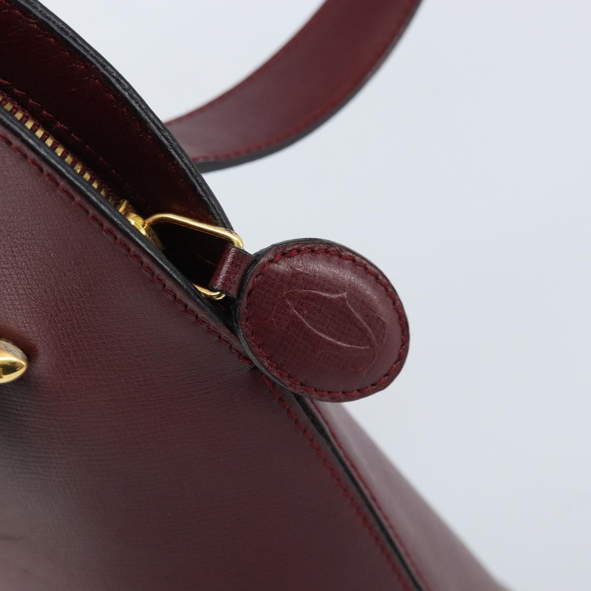 Cartier Vintage Must De Cartier Leather Burgundy Leather Handbag (Pre-Owned)