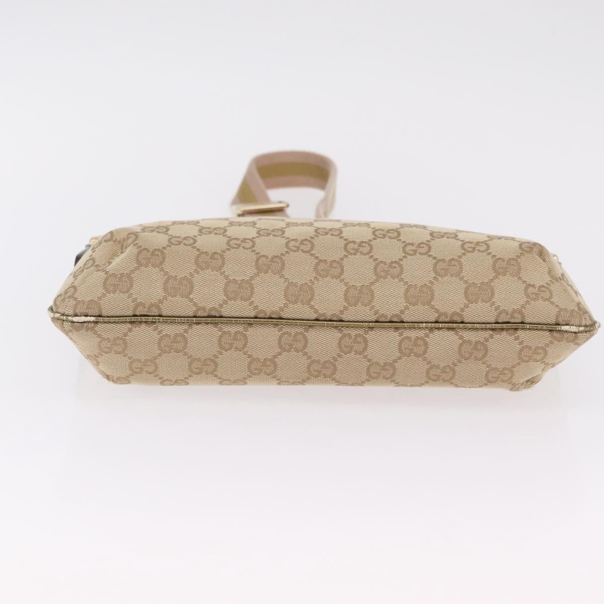 Gucci Web Strap Messenger Gg Coated Canvas Beige Canvas Handbag (Pre-Owned)