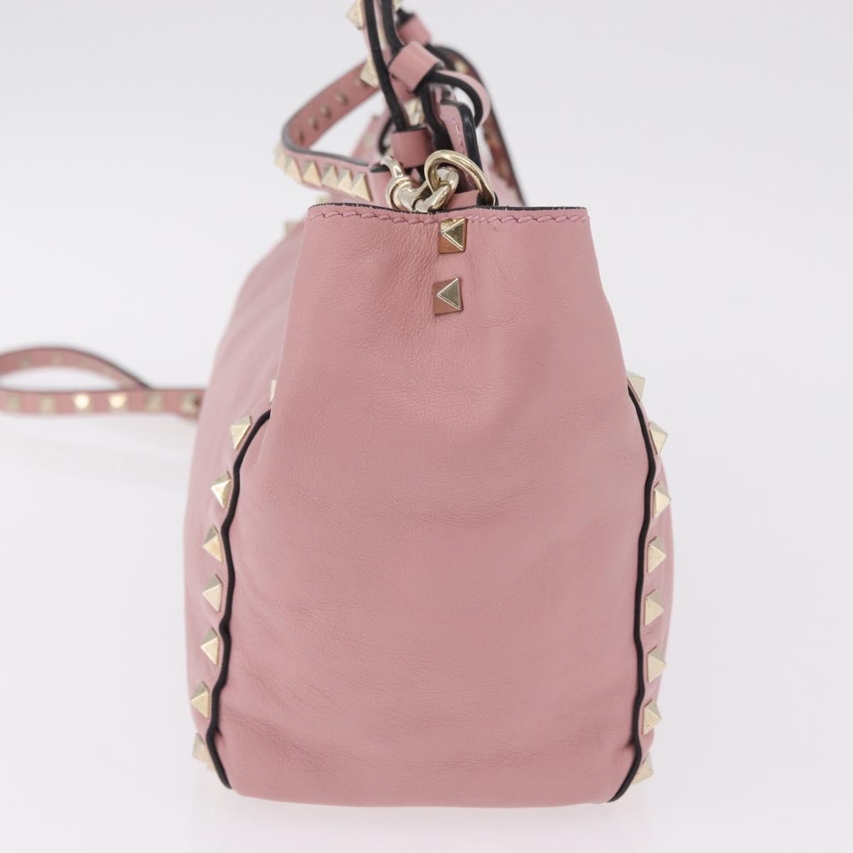 Valentino Garavani Rockstud Soft Leather Pink Leather Tote Bag Bag (Pre-Owned)