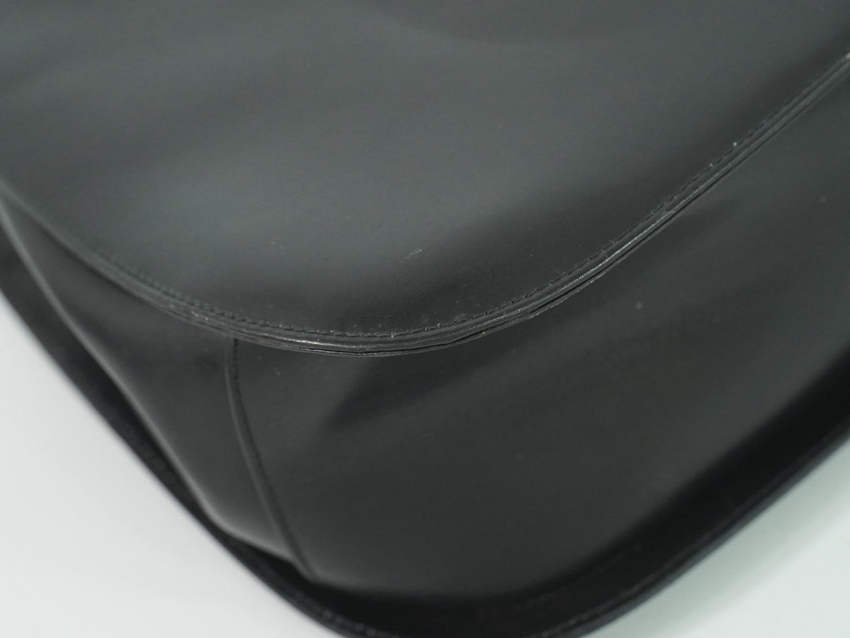 Salvatore Ferragamo Gancini Top Handle Leather Black Leather Handbag (Pre-Owned)