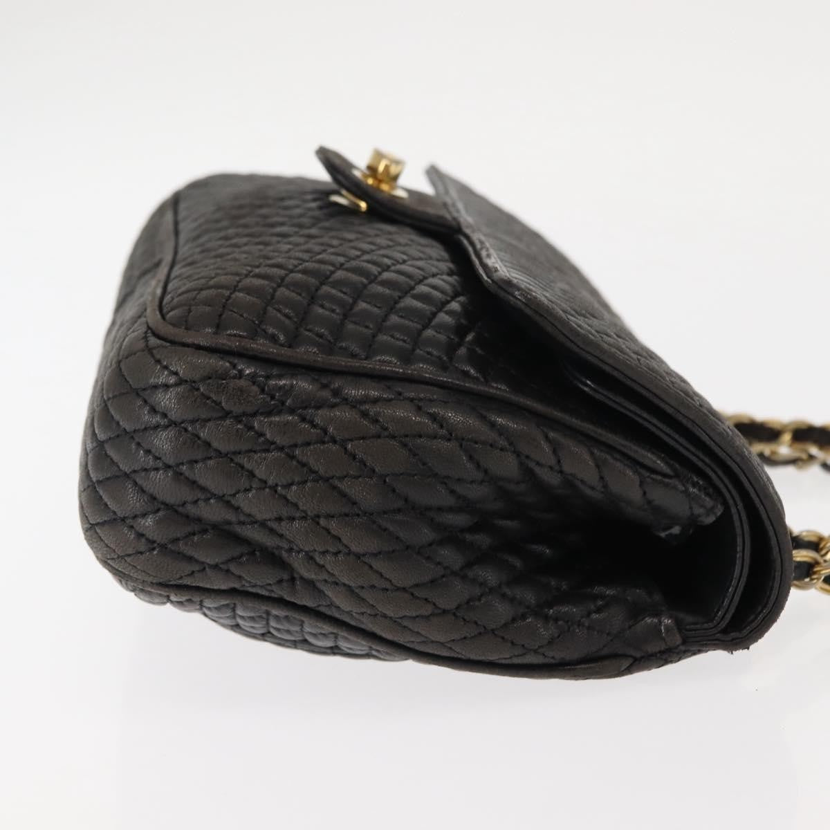 Bally Vintage Chain Quilted Leather Black Leather Shoulder Bag Bag (Pre-Owned)
