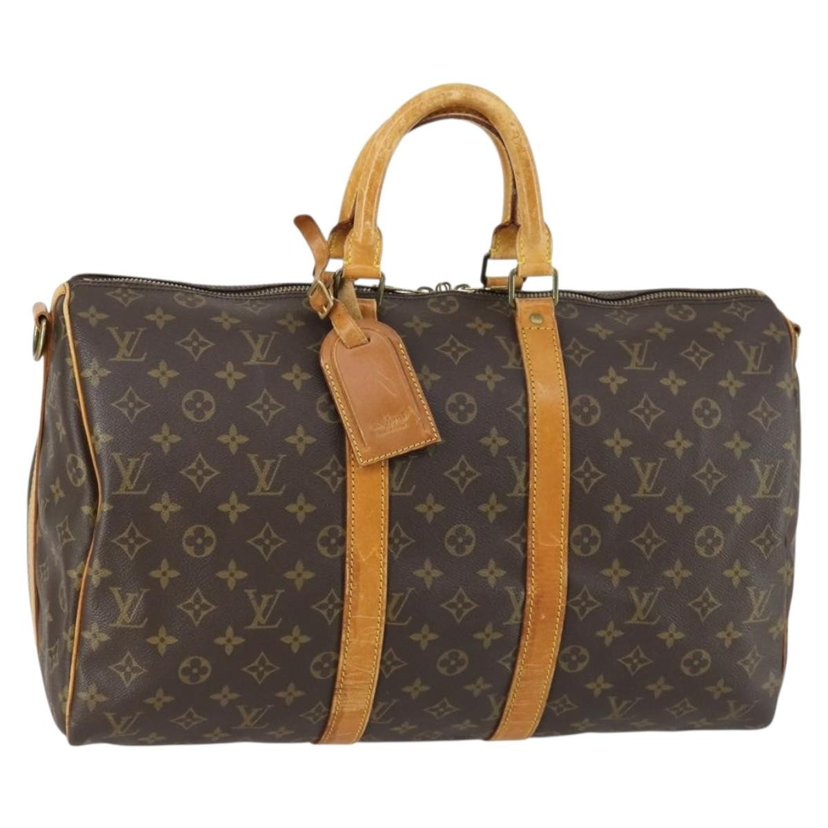 Louis Vuitton Keepall Bandouliere Monogram Canvas Brown Canvas Travel Bag Bag (Pre-Owned)