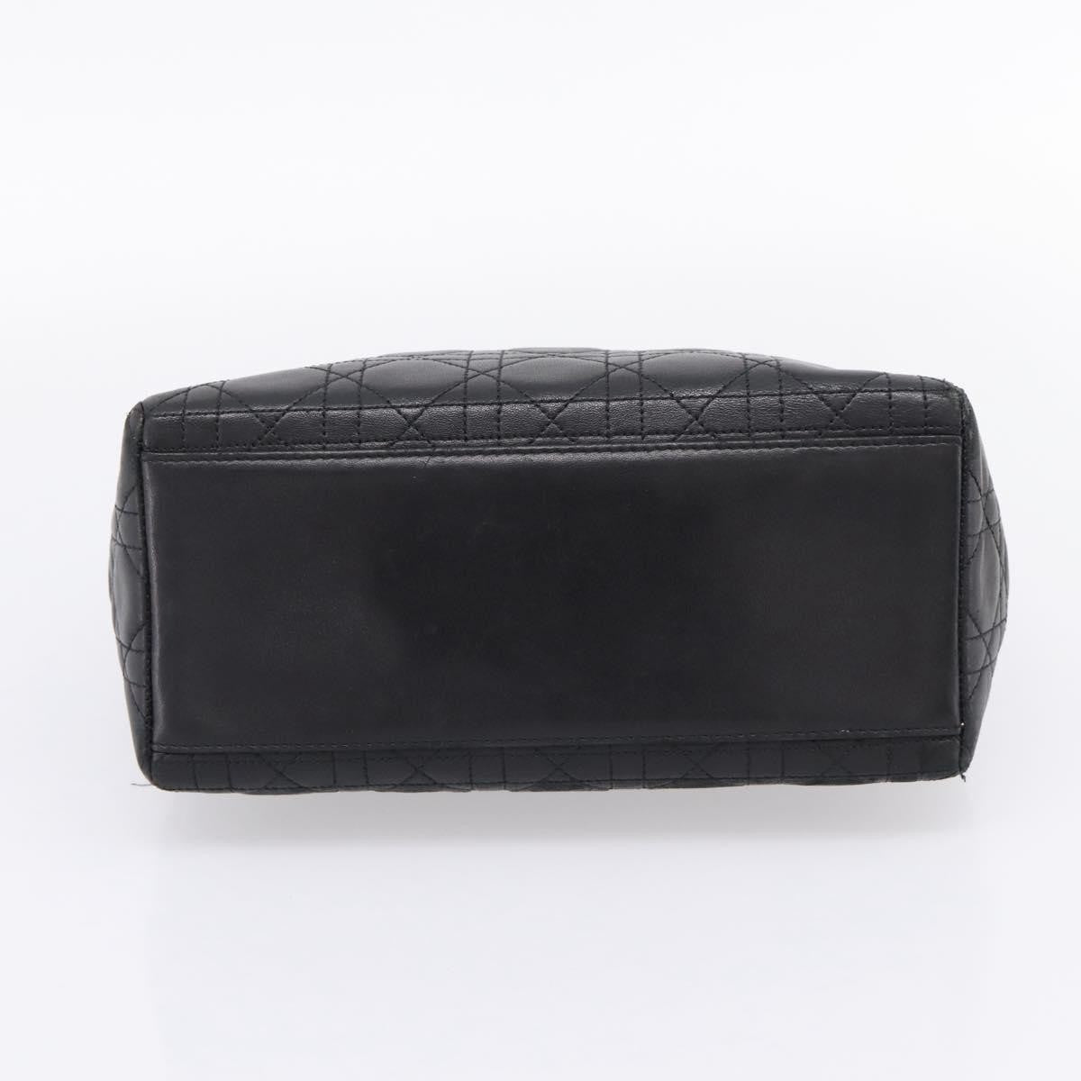 Christian Dior Vintage Lady Dior Leather Black Leather Handbag (Pre-Owned)