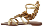 Dolce & Gabbana Chic Gladiator Flats with Heart and Chain Women's Accents