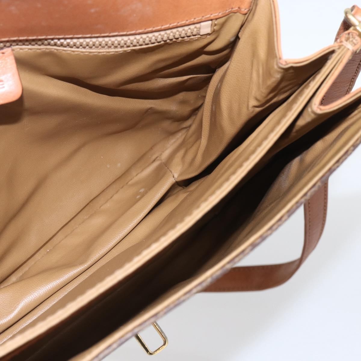 Celine Vintage Macadam Canvas And Leather Brown Canvas Shoulder Bag Bag (Pre-Owned)