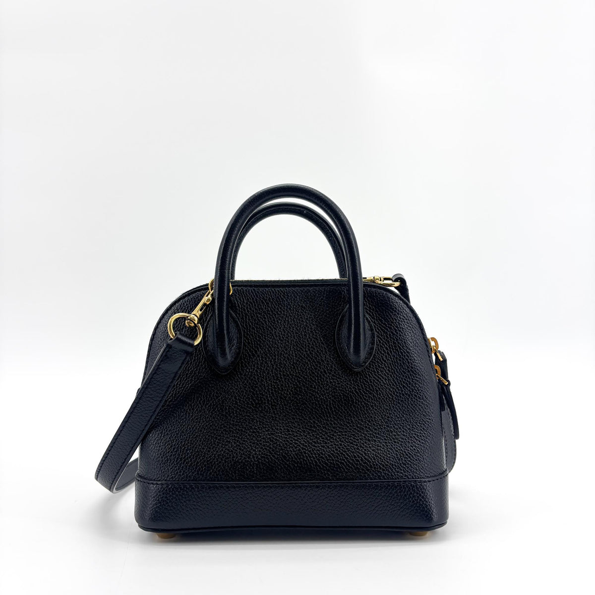 Balenciaga Logo Ville Leather Black Leather Handbag (Pre-Owned)