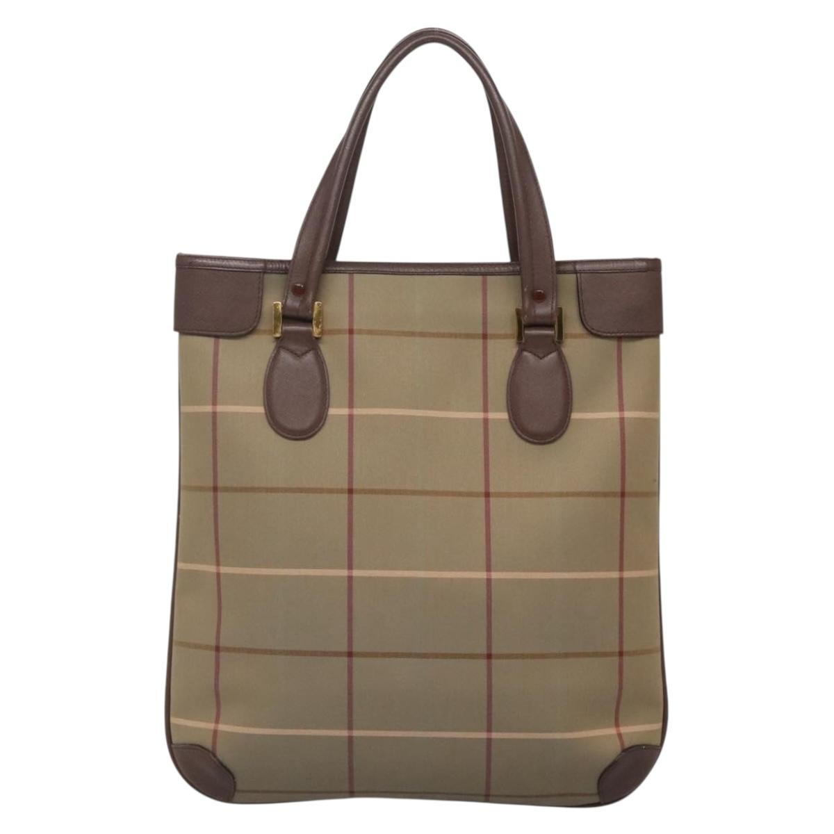 Burberry Nova Check Tote Canvas And Leather Beige Canvas Tote Bag Bag (Pre-Owned)
