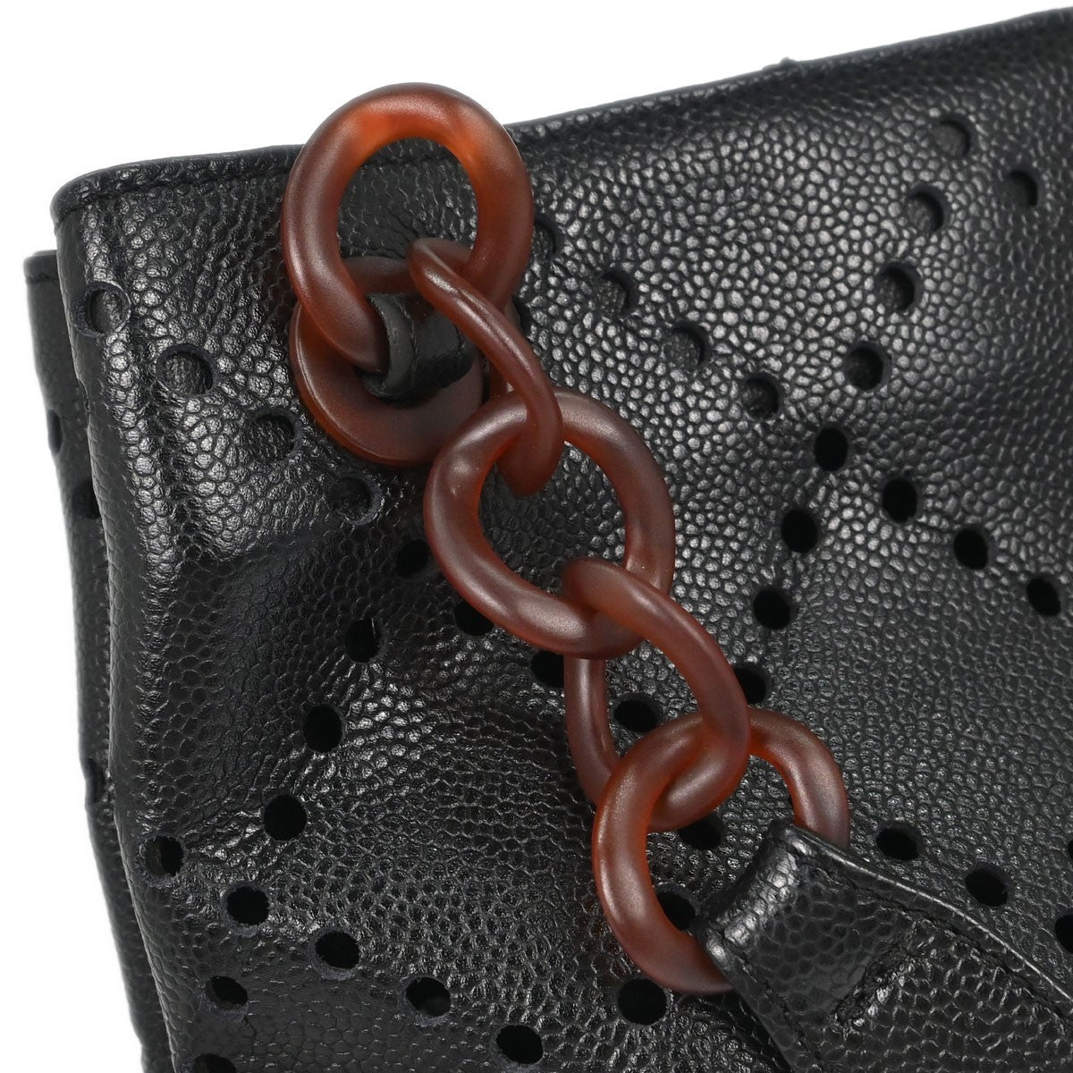 Chanel Vintage Resin Chain Shopping Tote Quilted Caviar Black Leather Tote Bag Bag (Pre-Owned)