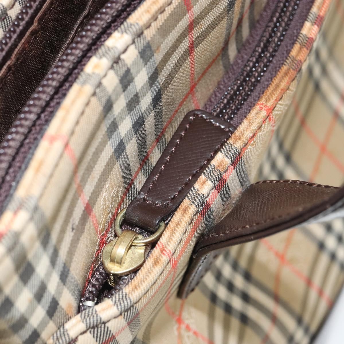 Burberry Nova Check Tote Canvas And Leather Beige Canvas Tote Bag Bag (Pre-Owned)