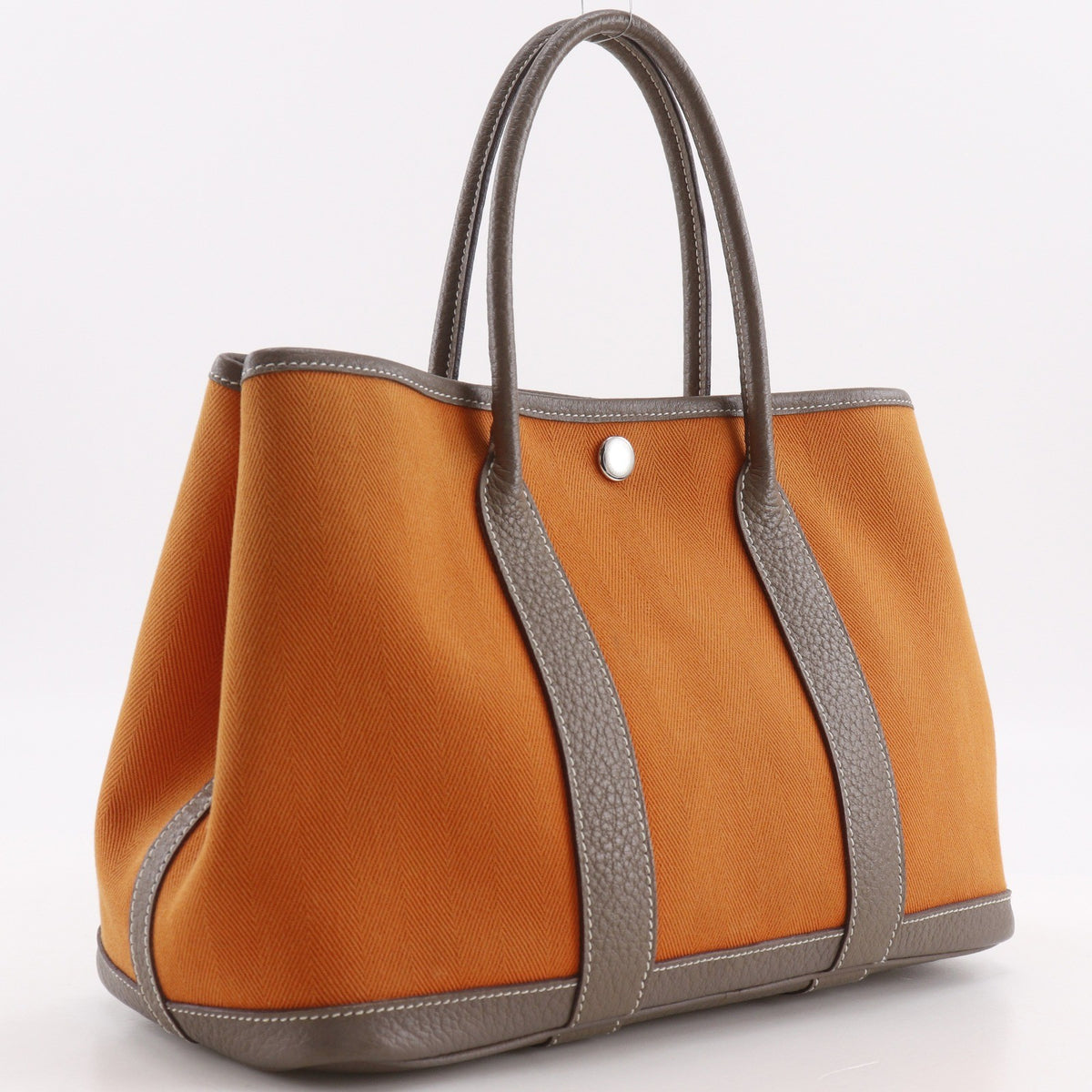 Hermes Garden Party Toile And Leather Orange Canvas Tote Bag Bag (Pre-Owned)