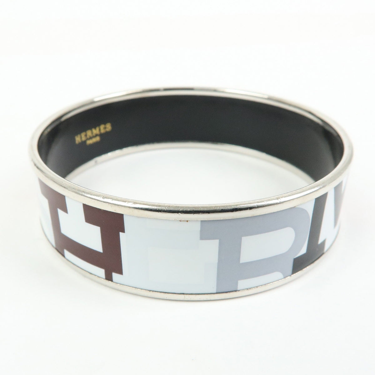 Hermes Bangle Printed Enamel Multicolour Metal Bracelet Jewelry (Pre-Owned)