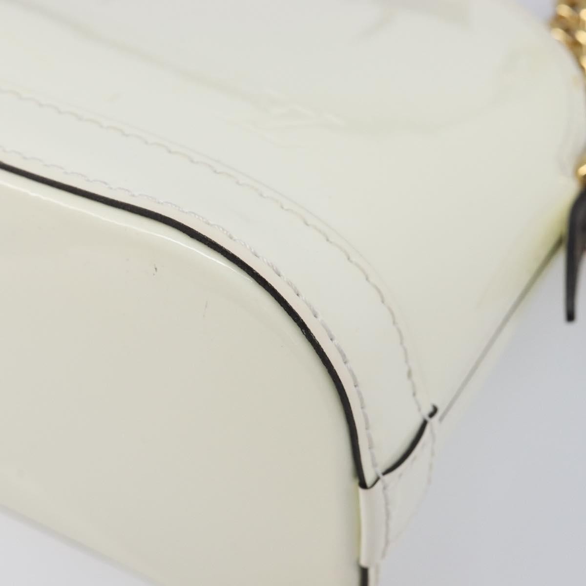Louis Vuitton Alma Chain Vernis With Monogram Canvas White Patent_Leather Handbag (Pre-Owned)
