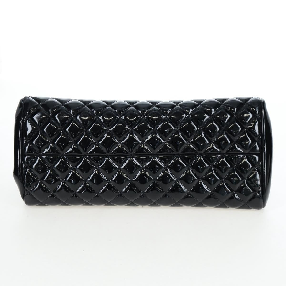 Chanel Just Mademoiselle Quilted Patent Black Patent_Leather Handbag (Pre-Owned)