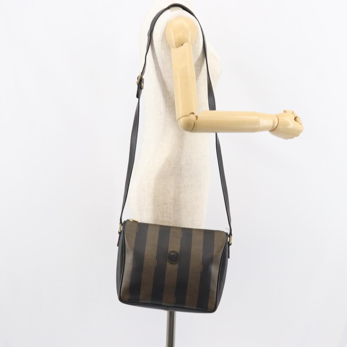 Fendi Vintage Pequin Pequin Brown Canvas Shoulder Bag Bag (Pre-Owned)