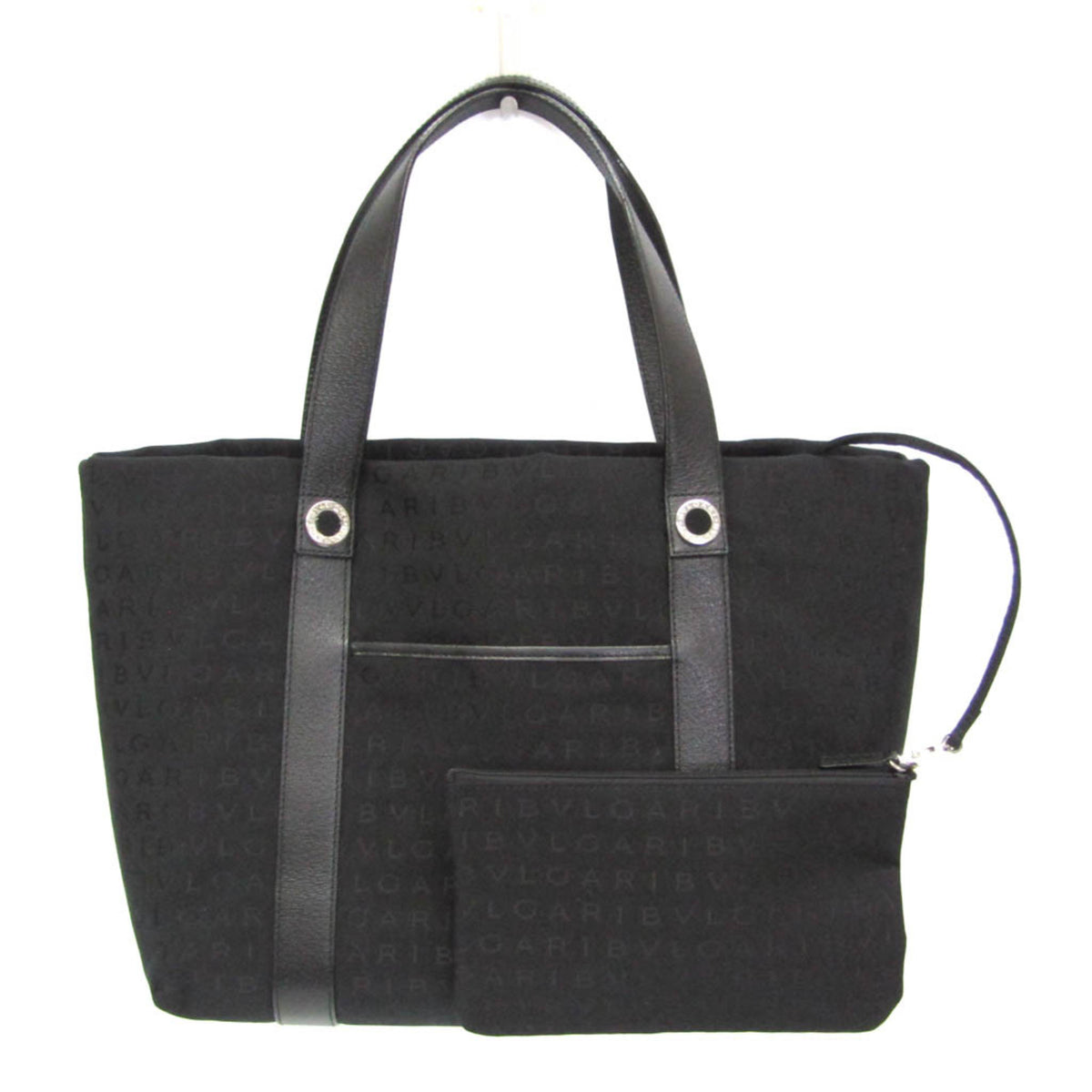 Bvlgari Logomania Canvas Black Canvas Tote Bag Bag (Pre-Owned)