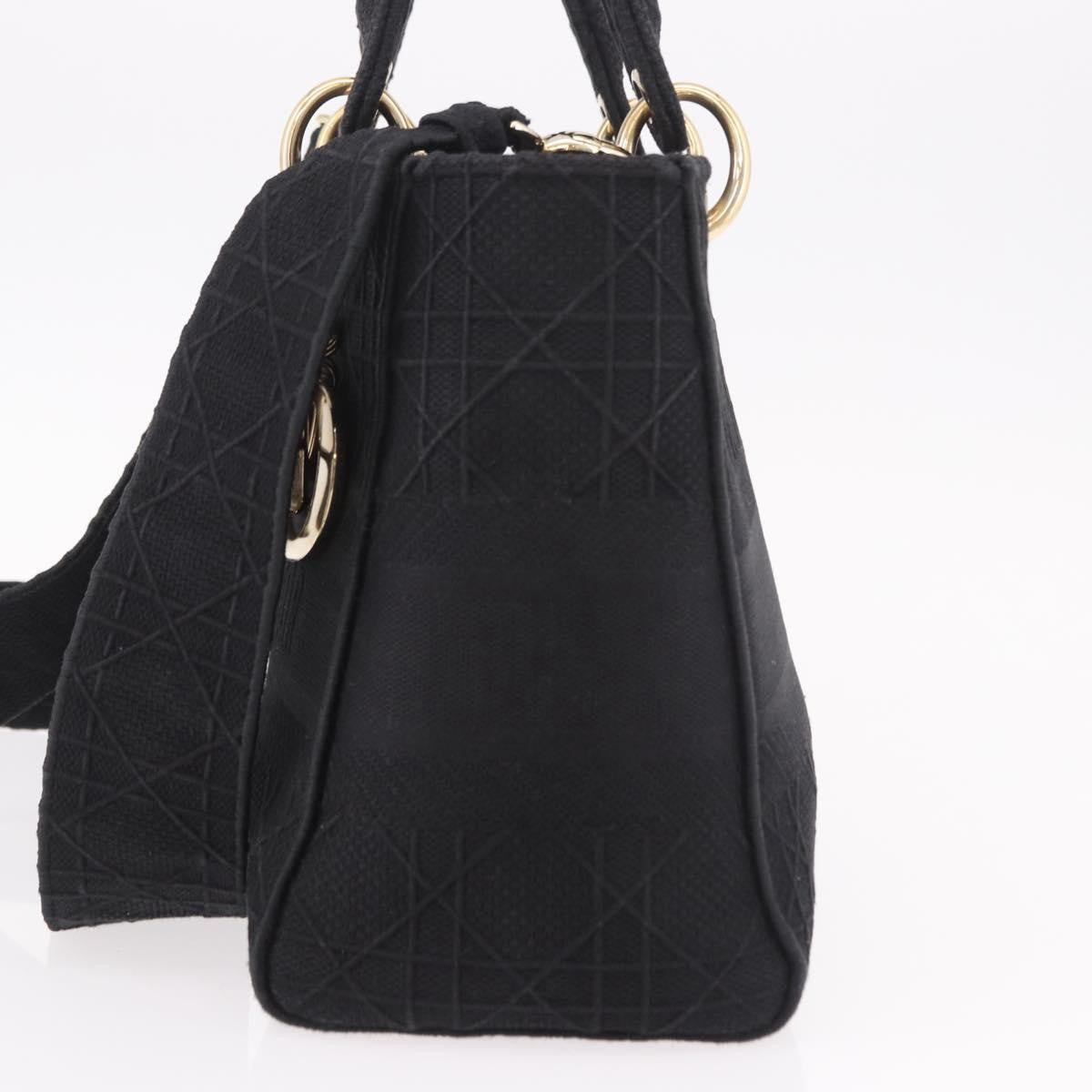 Christian Dior Lady Dior Black Canvas Handbag (Pre-Owned)