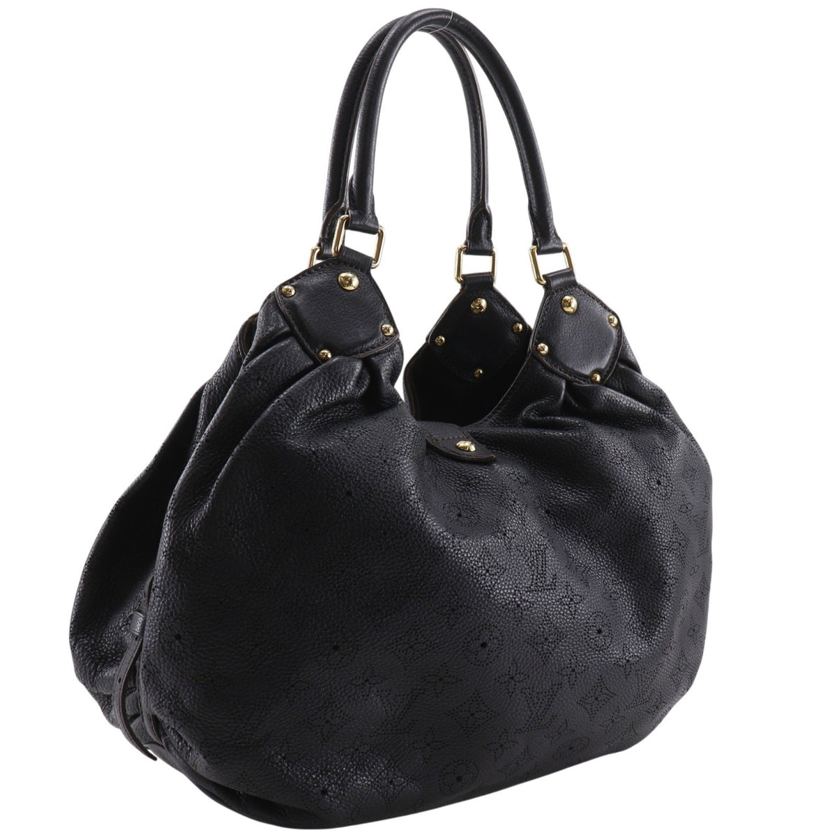 Louis Vuitton L Hobo Mahina Leather Black Leather Shoulder Bag Bag (Pre-Owned)