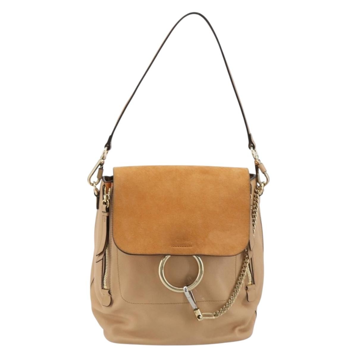 Chloe Faye Suede With Applique Beige Leather Backpack Bag (Pre-Owned)