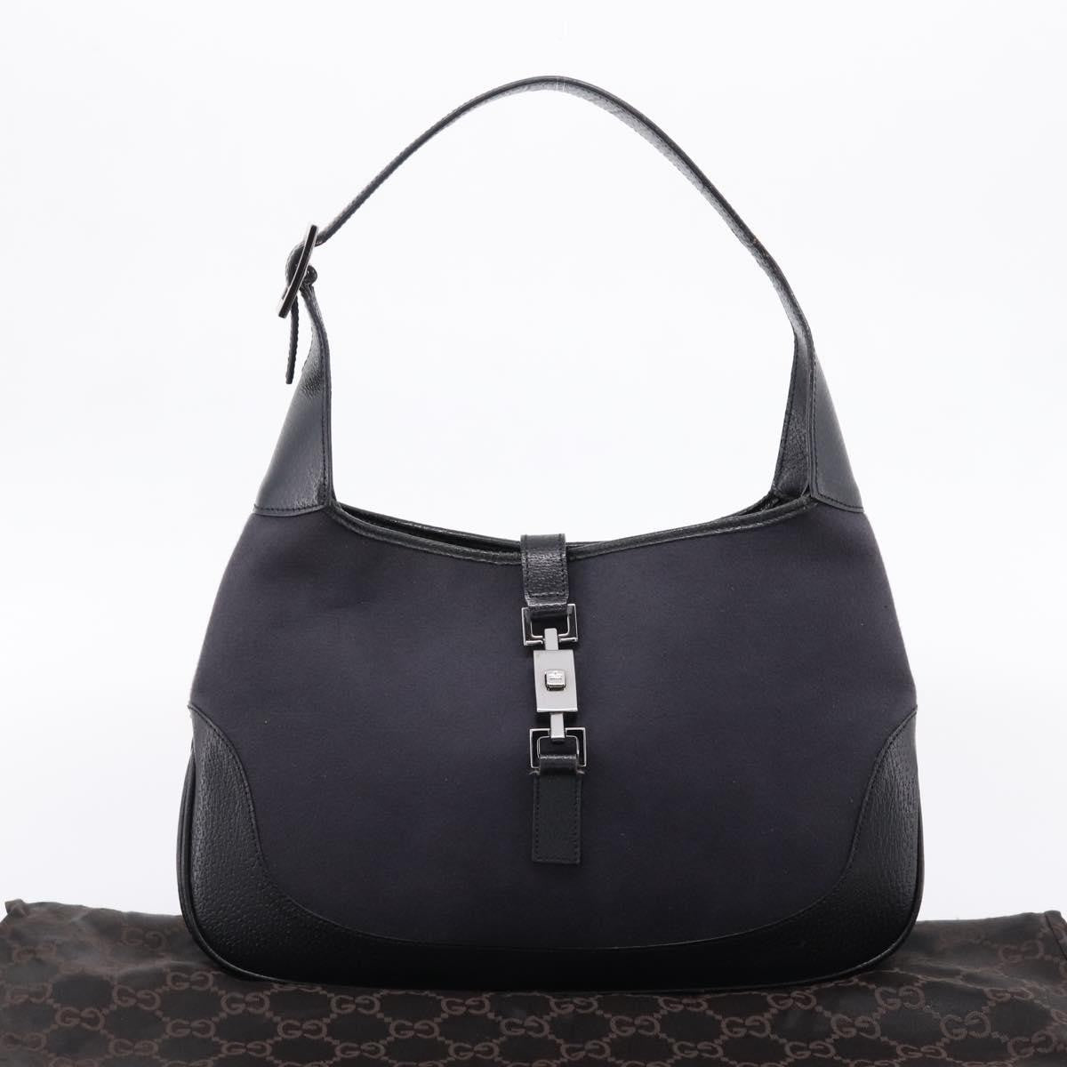 Gucci Vintage Jackie Shoulder Canvas And Leather Black Wool Handbag (Pre-Owned)