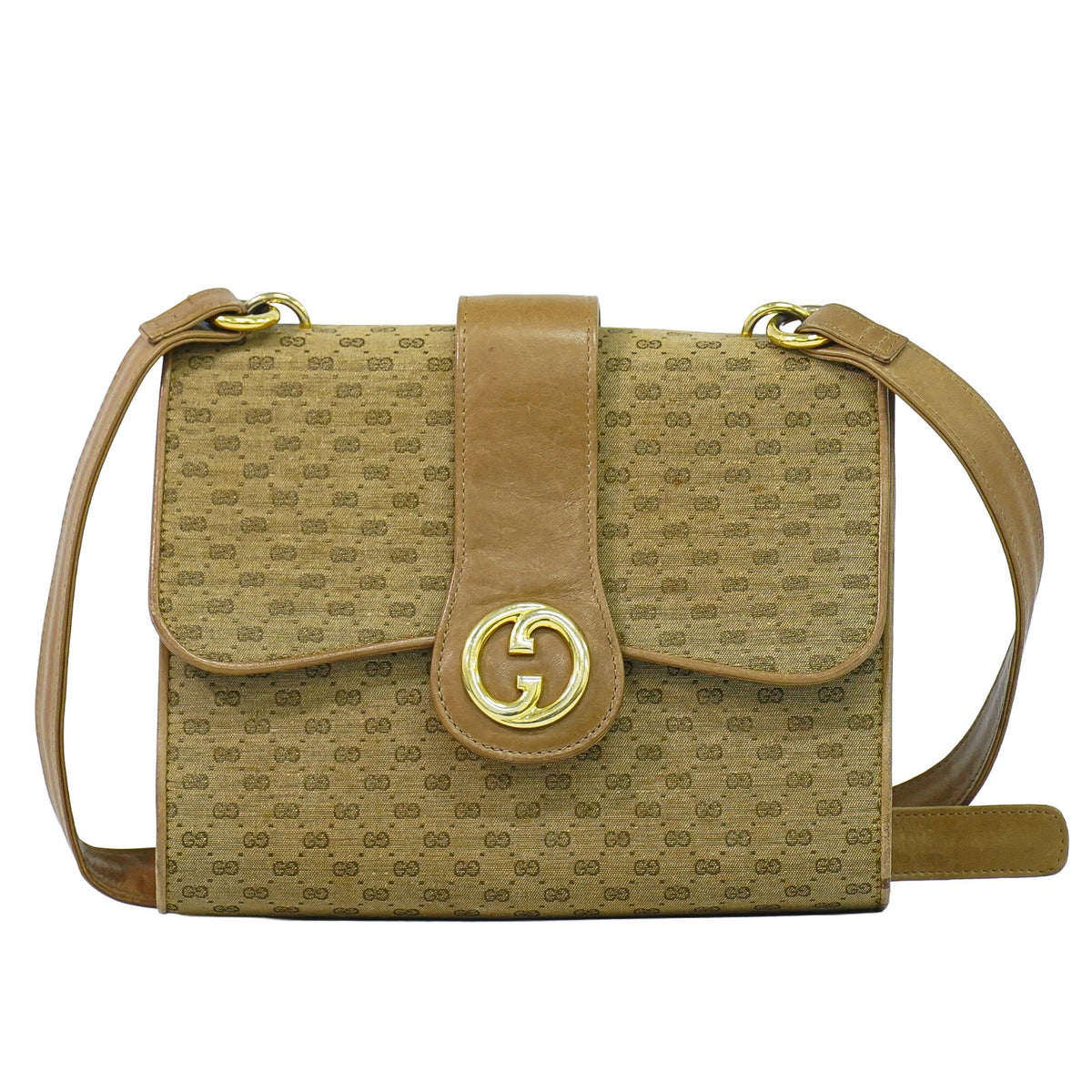 Gucci Shoulder Canvas Beige Canvas Shoulder Bag Bag (Pre-Owned)