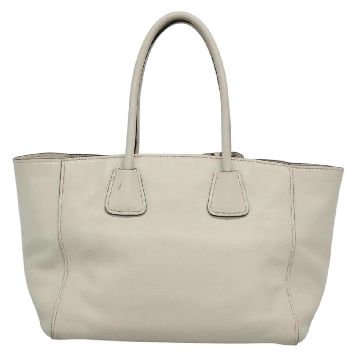 Prada Front Pocket Wing Convertible Tote Vitello Daino White Leather Tote Bag Bag (Pre-Owned)