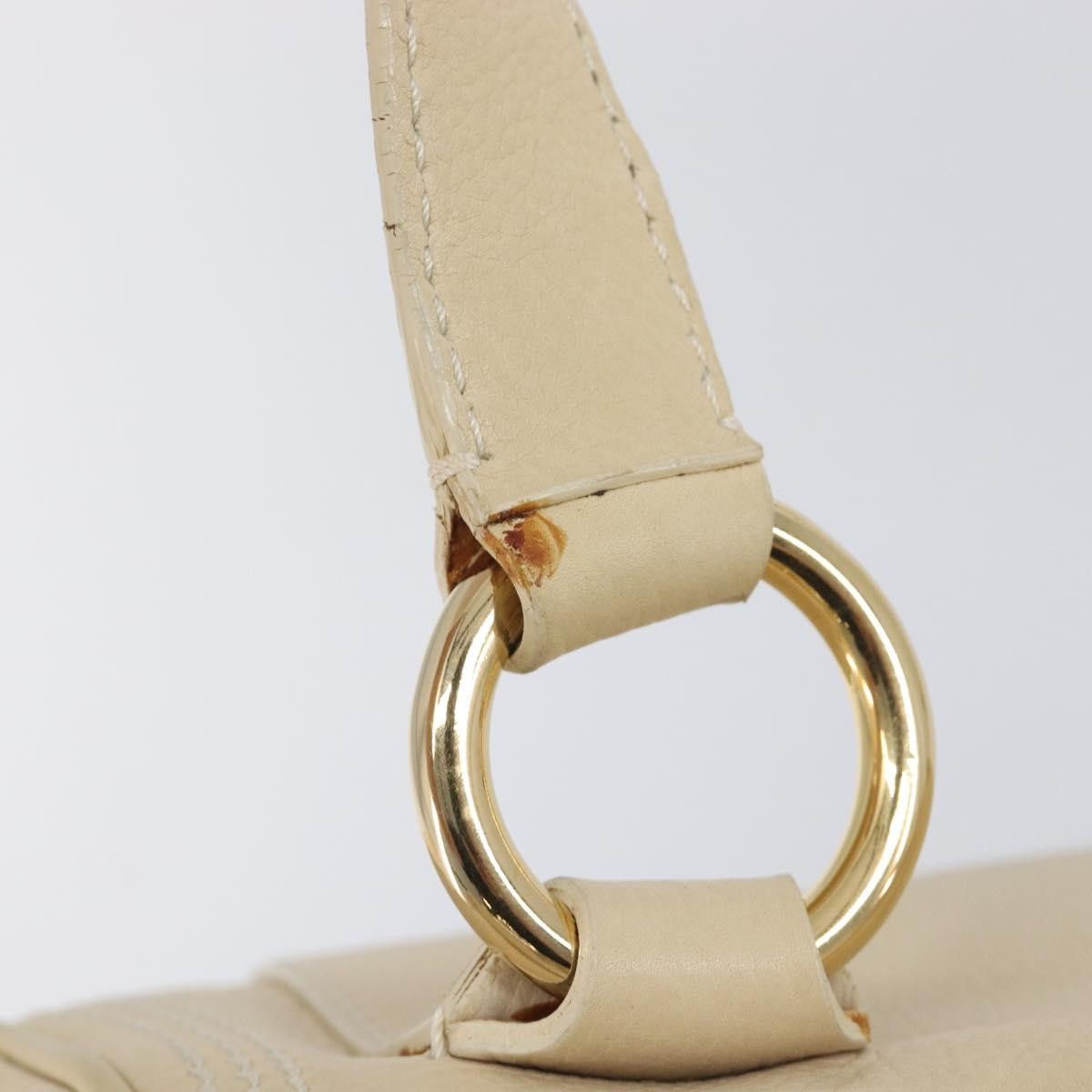 Celine Vintage Kisslock Frame Leather Beige Leather Handbag (Pre-Owned)