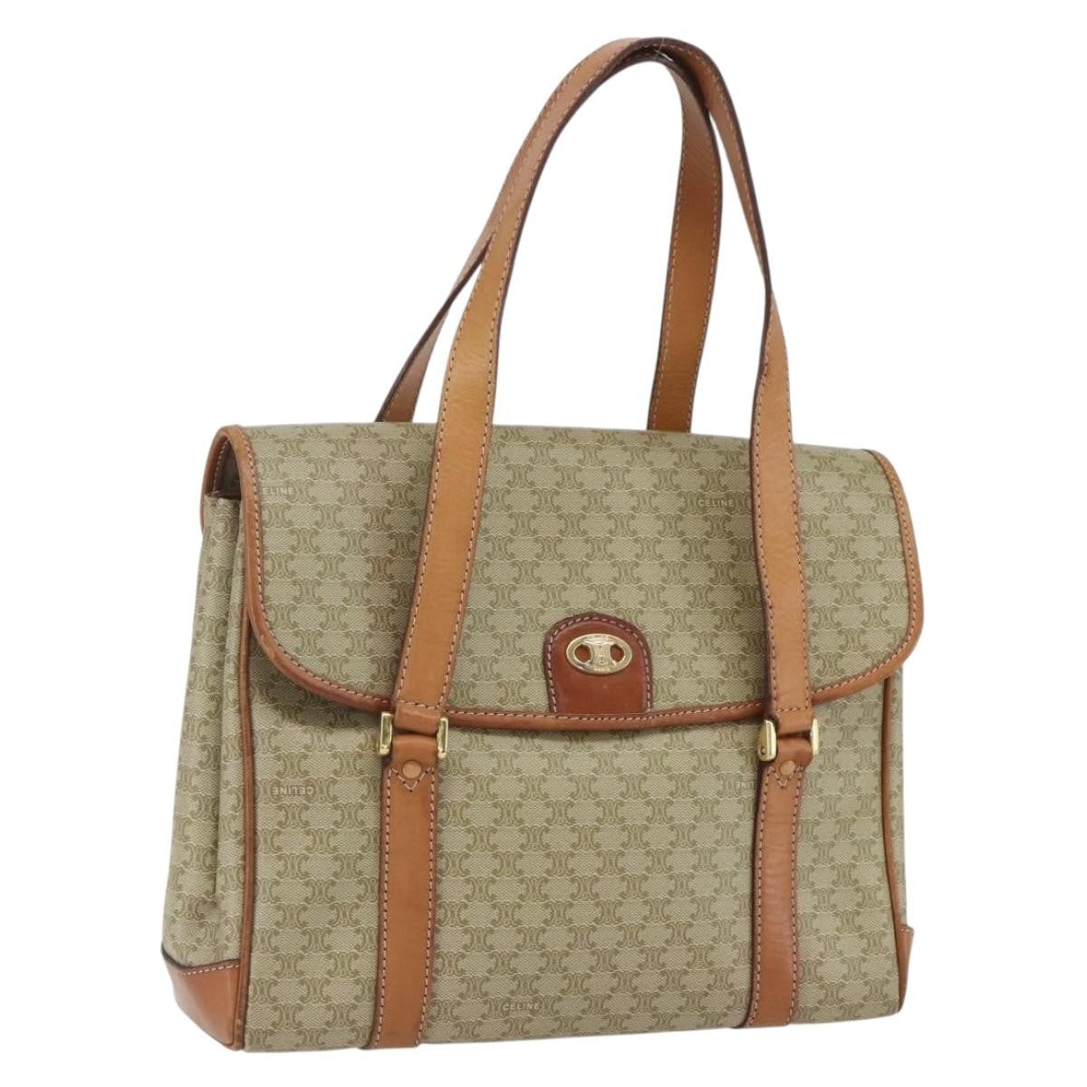 Celine Vintage Macadam Canvas And Leather Beige Canvas Handbag (Pre-Owned)