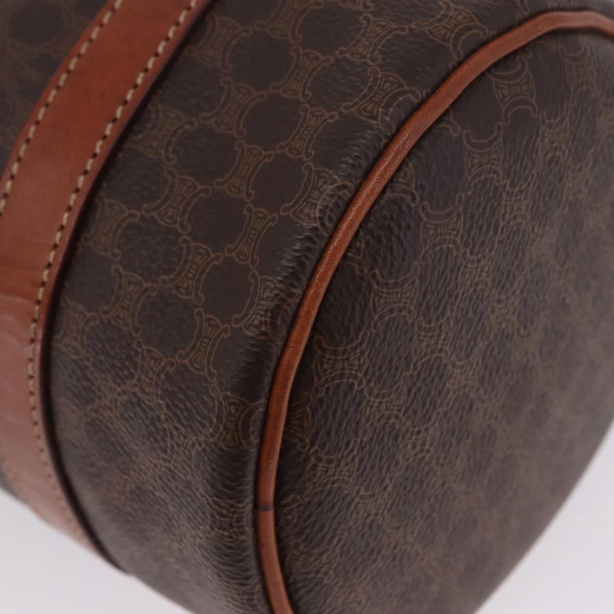 Celine Vintage Barrel Macadam Canvas & Leather Brown Pvc Handbag (Pre-Owned)