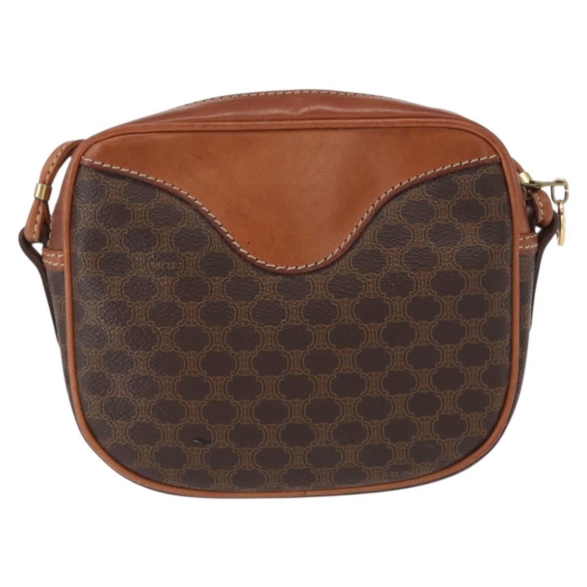 Celine Vintage Macadam Canvas And Leather Brown Canvas Shoulder Bag Bag (Pre-Owned)
