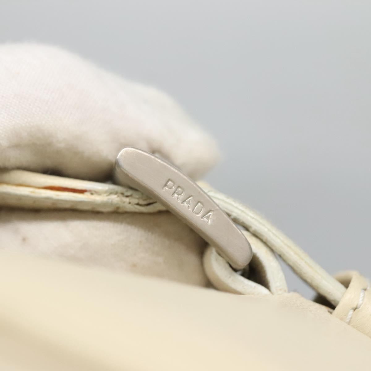 Prada Vintage Nylon And Leather White Leather Shoulder Bag Bag (Pre-Owned)