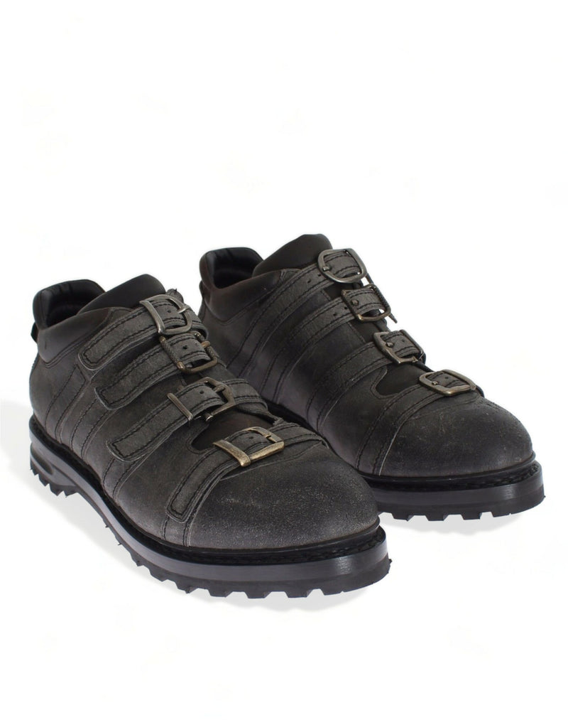 Dolce & Gabbana Elegant Gray Leather Ankle Men's Boots