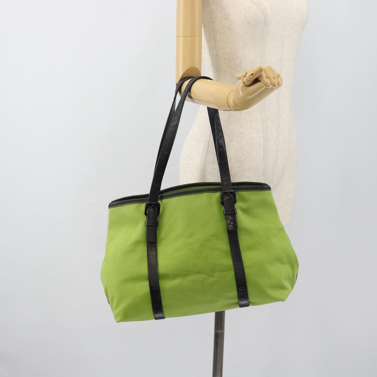Bottega Veneta Vintage Canvas Green Canvas Tote Bag Bag (Pre-Owned)