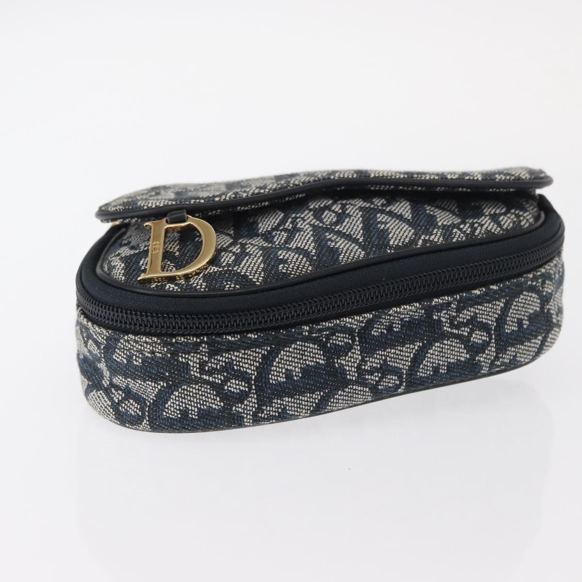 Christian Dior Saddle Zip Diorissimo Canvas Blue Canvas Clutche & Pouche Bag (Pre-Owned)