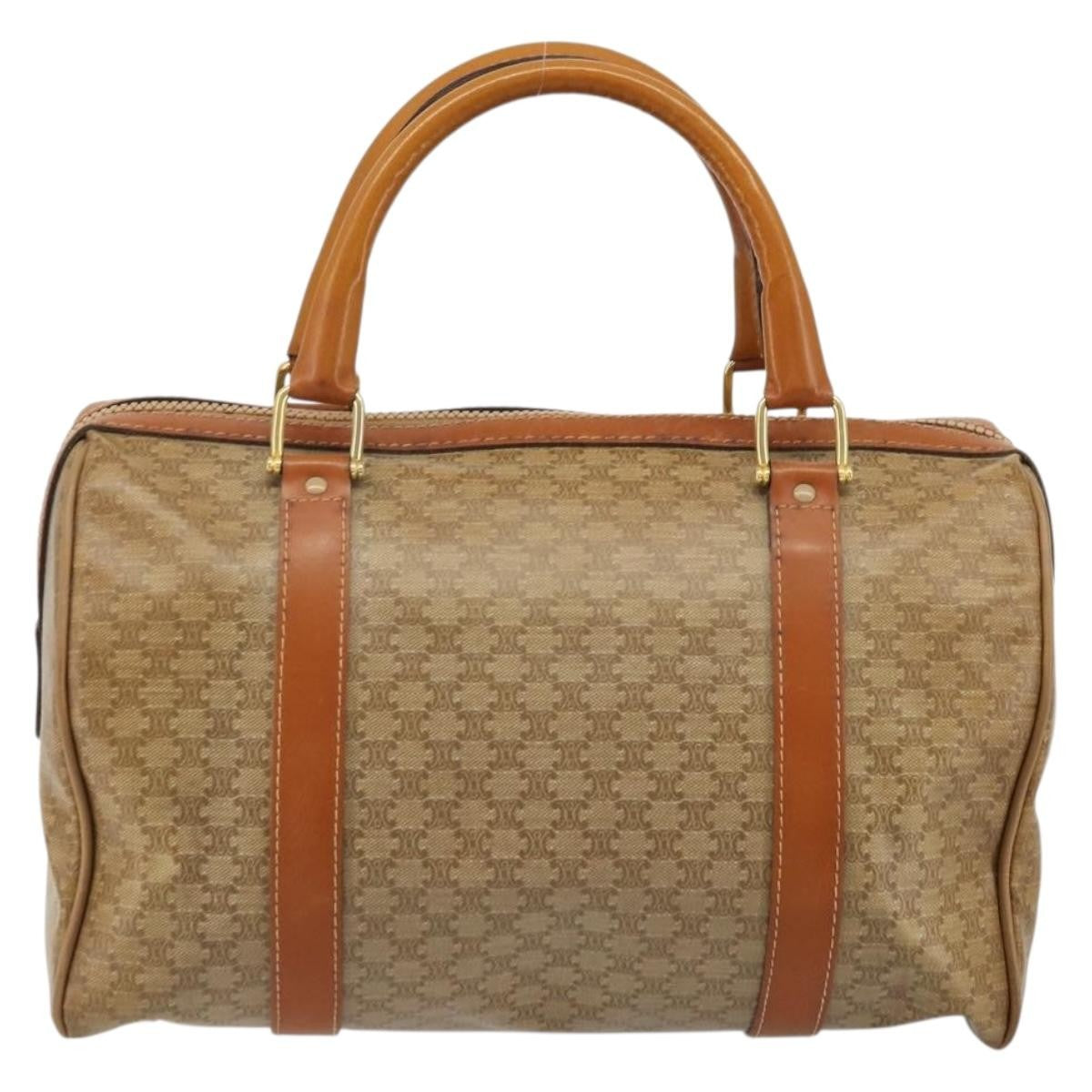 Celine Vintage Macadam Canvas And Leather Beige Canvas Handbag (Pre-Owned)