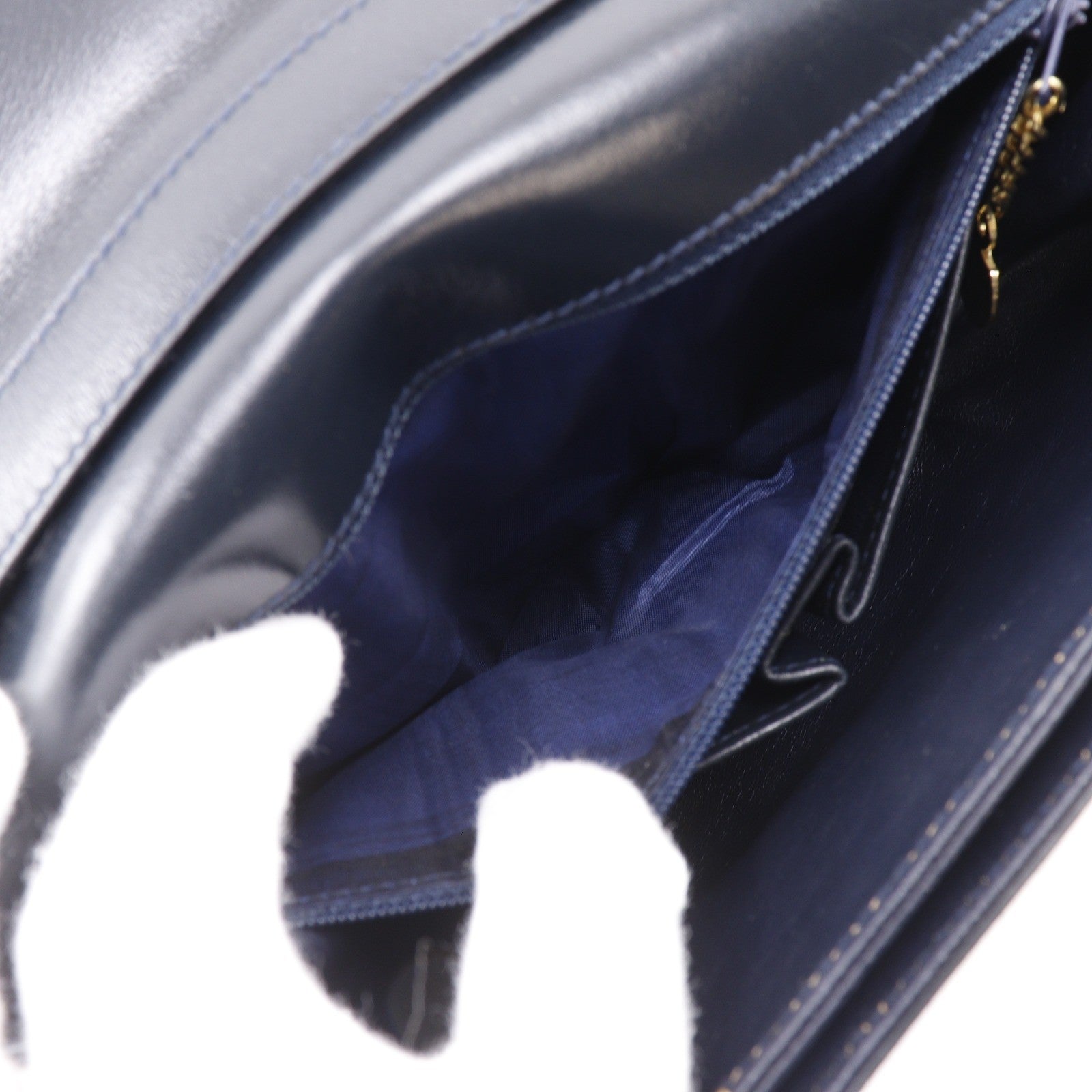 Celine Vintage Triomphe Flap Leather Black Calfskin Shoulder Bag Bag (Pre-Owned)