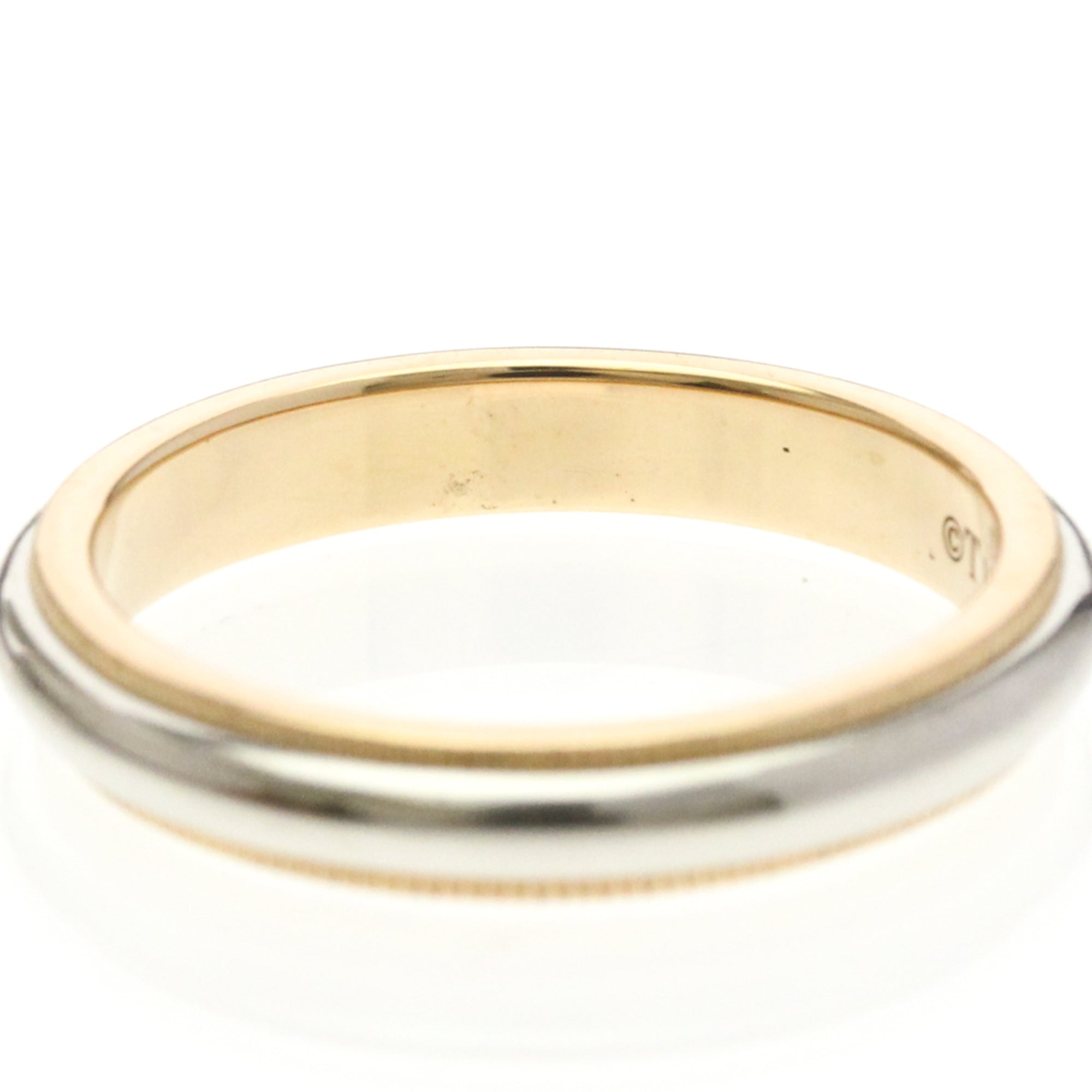 Tiffany & Co. Two-Tone Milgrain Wedding Band Platinum And 18K Pink Gold Pink Pink_Gold Ring Jewelry (Pre-Owned)