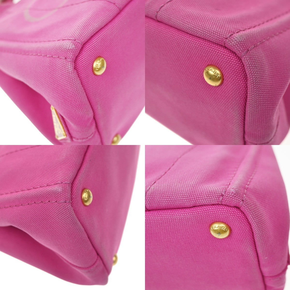 Prada Canapa Open Tote Canvas Pink Canvas Tote Bag Bag (Pre-Owned)