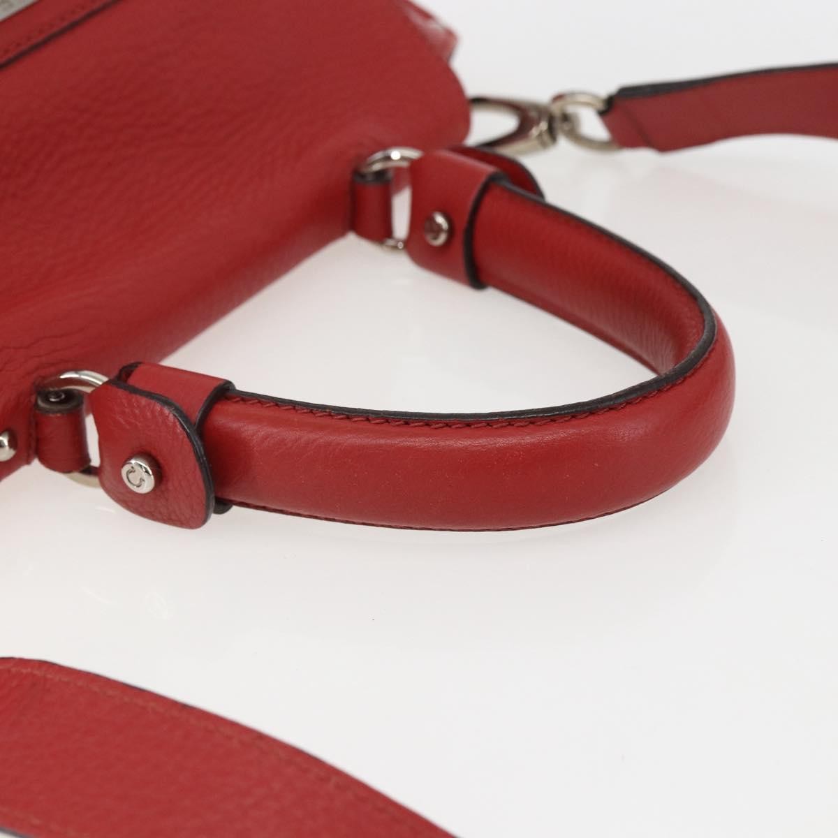 Salvatore Ferragamo Sofia Satchel Grainy Leather Red Leather Handbag (Pre-Owned)