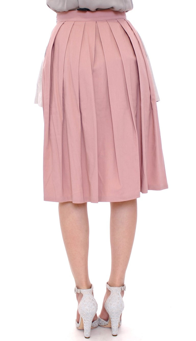 Comeforbreakfast Elegant Pleated Knee-length Skirt in Pink and Women's Gray
