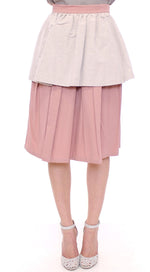 Comeforbreakfast Elegant Pleated Knee-length Skirt in Pink and Women's Gray