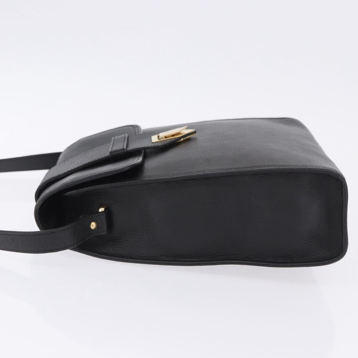 Saint Laurent Vintage Shoulder Bag Leather Black Leather Shoulder Bag Bag (Pre-Owned)