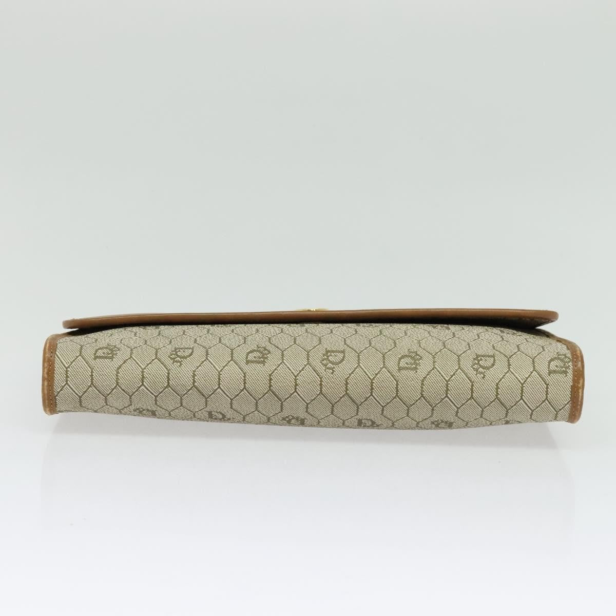 Christian Dior Vintage Honeycomb Chain Canvas Beige Canvas Bag (Pre-Owned)