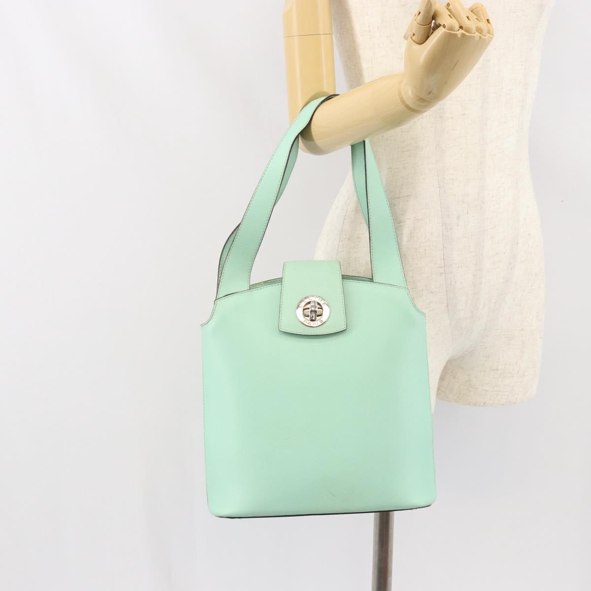 Celine Circle Logo Leather Green Leather Handbag (Pre-Owned)