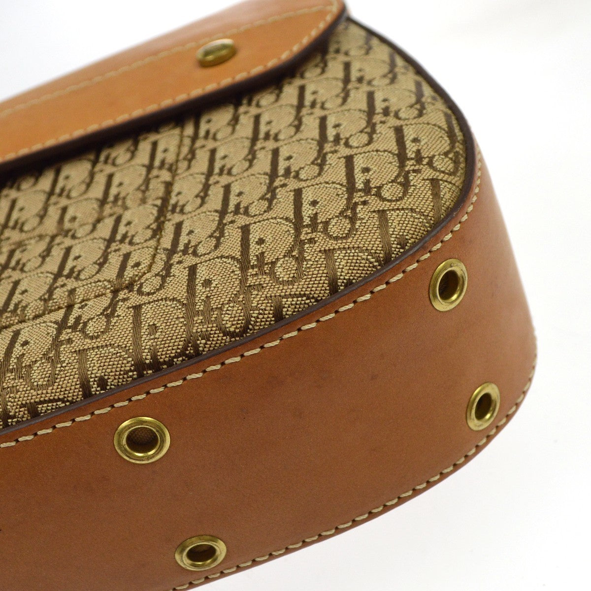 Christian Dior Vintage Street Chic Columbus Diorissimo Canvas With Leather Brown Canvas Shoulder Bag Bag (Pre-Owned)