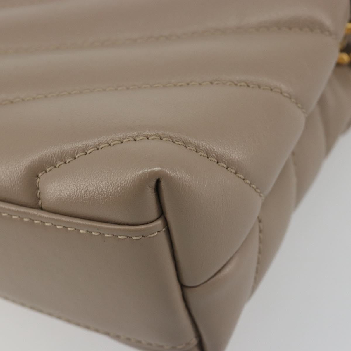 Saint Laurent Loulou Puffer Quilted Leather Beige Leather Shoulder Bag Bag (Pre-Owned)