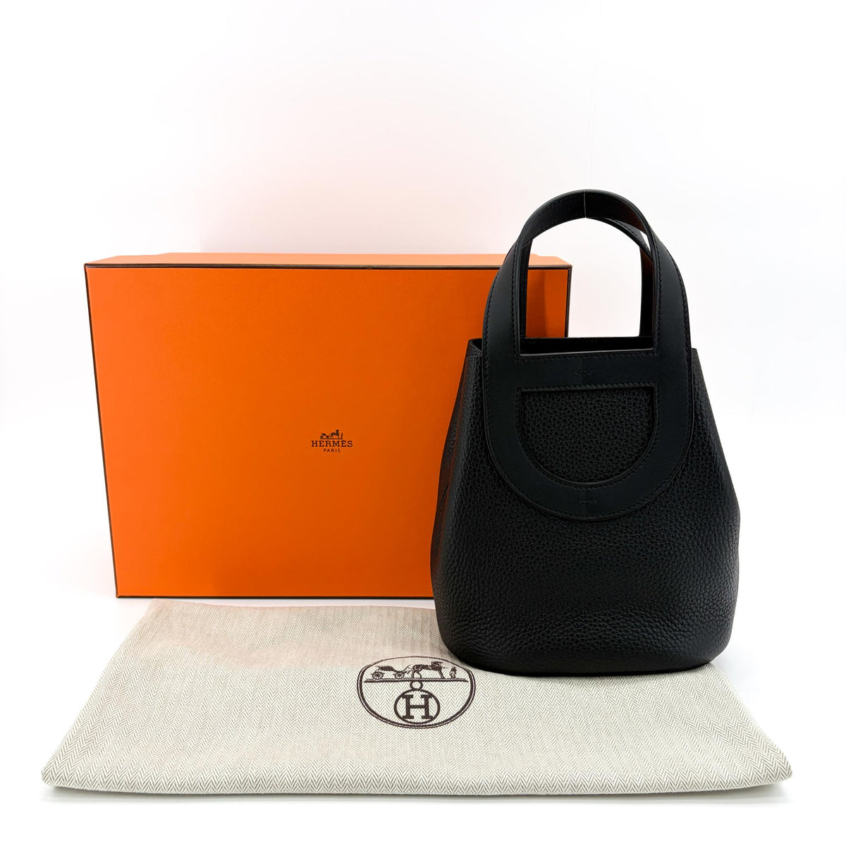 Hermes In-The-Loop Clemence With Swift Black Leather Handbag (Pre-Owned)